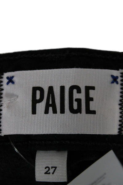 Paige Women Skinny Biker Jeans Black High Rise Cotton Blend Size 27