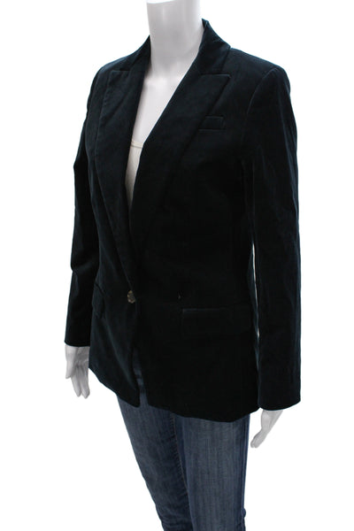J Crew Womens Basic Jacket Green Cotton Button Long Sleeve Size 4