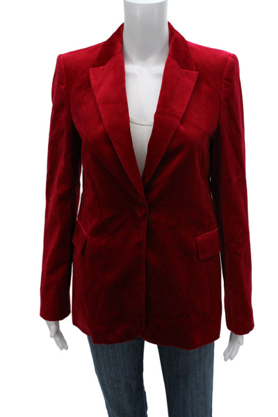 Zara Womens Basic Jacket Red Polyester Button Long Sleeve Size S