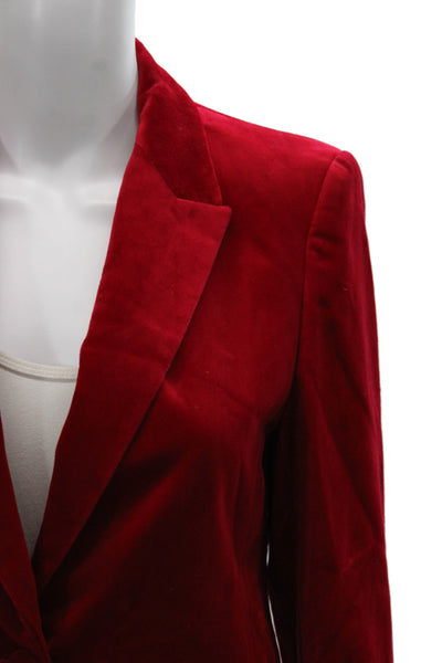 Zara Womens Basic Jacket Red Polyester Button Long Sleeve Size S