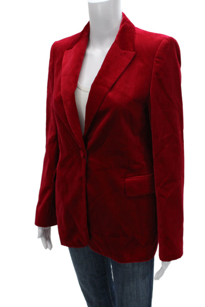 Zara Womens Basic Jacket Red Polyester Button Long Sleeve Size S