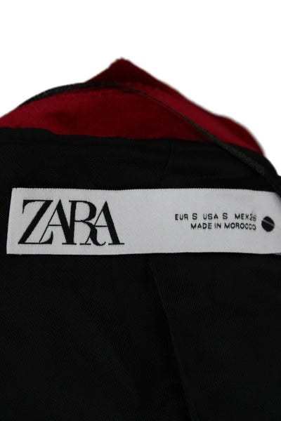 Zara Womens Basic Jacket Red Polyester Button Long Sleeve Size S