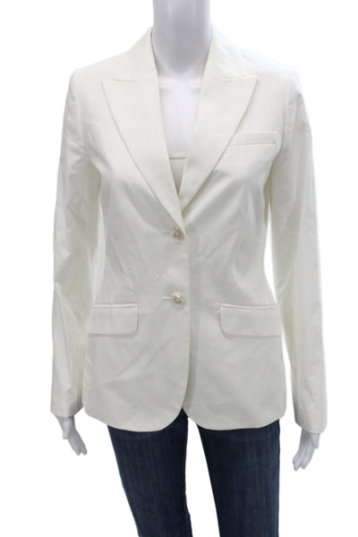 Brooks Brothers Womens Basic Jacket White Cotton Blend Long Sleeve Size 2