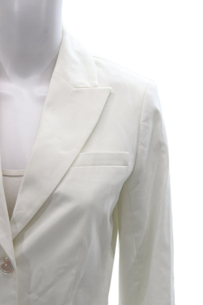 Brooks Brothers Womens Basic Jacket White Cotton Blend Long Sleeve Size 2