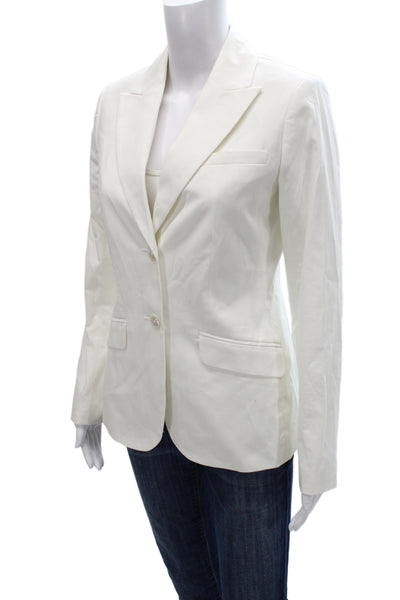 Brooks Brothers Womens Basic Jacket White Cotton Blend Long Sleeve Size 2