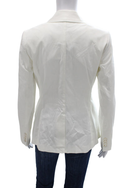 Brooks Brothers Womens Basic Jacket White Cotton Blend Long Sleeve Size 2