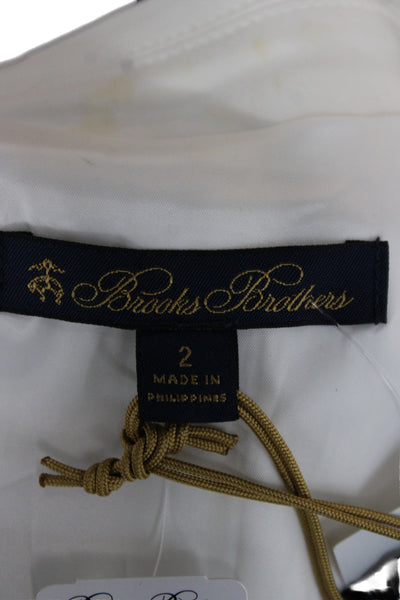 Brooks Brothers Womens Basic Jacket White Cotton Blend Long Sleeve Size 2