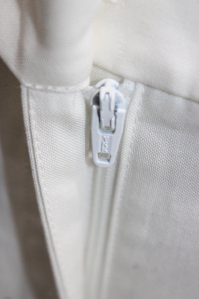 Brooks Brothers Women Ankle Pants White Cotton Blend Button Solid Size 2