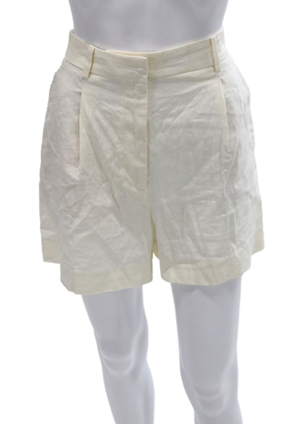 Zara Womens Sleeveless Linen Blend V-Neck Button Ivory Top Size XS
