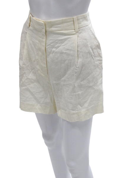 Zara Womens Sleeveless Linen Blend V-Neck Button Ivory Top Size XS