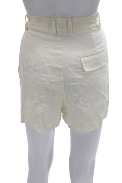 Zara Womens Sleeveless Linen Blend V-Neck Button Ivory Top Size XS
