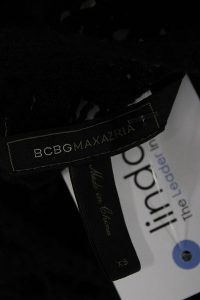 BCBGMAXAZRIA Womens Black Shift Dress Short Sleeve Round Neck Mini Size XS