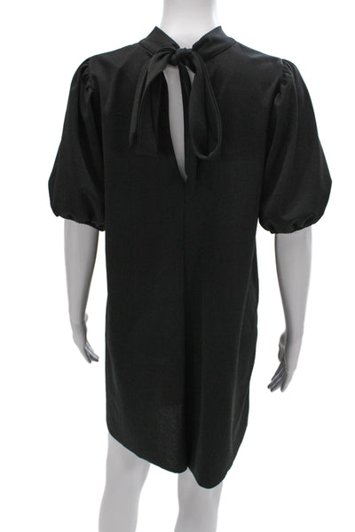 Zara Women Shift Dress Black High Neck Short Sleeve Mini Party Size S