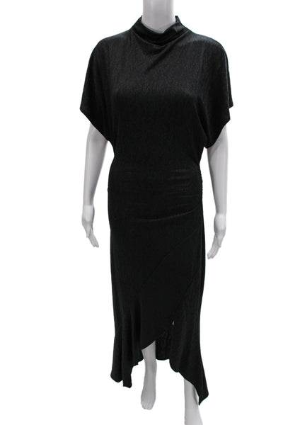 Zara Women Maxi Dress Gray Cowl Neck Short Sleeve Long Size S