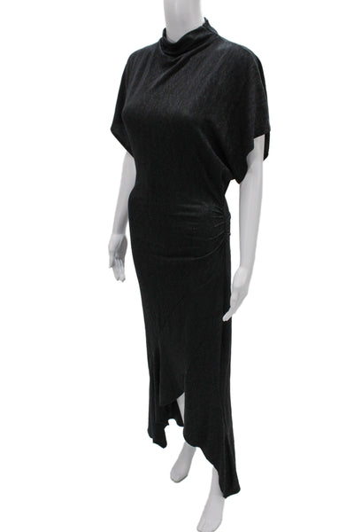 Zara Women Maxi Dress Gray Cowl Neck Short Sleeve Long Size S