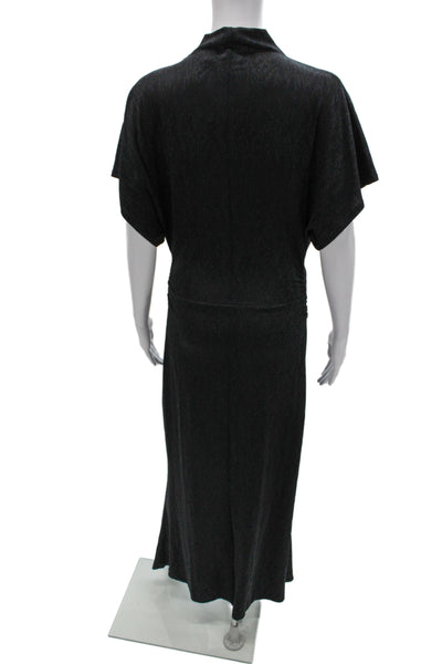 Zara Women Maxi Dress Gray Cowl Neck Short Sleeve Long Size S