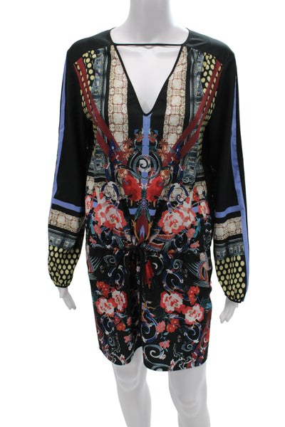 Clover Canyon Women Multicolor Floral V-Neck Long Sleeve Playsuit Size XS