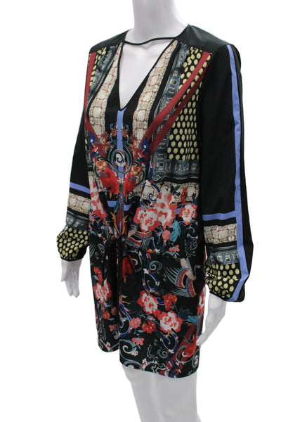 Clover Canyon Women Multicolor Floral V-Neck Long Sleeve Playsuit Size XS