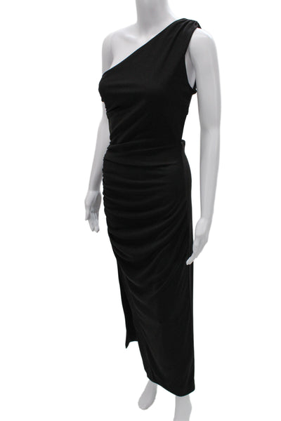 Zara Women Black One Shoulder Bodycon Mid Calf Dress Size S