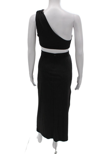 Zara Women Black One Shoulder Bodycon Mid Calf Dress Size S