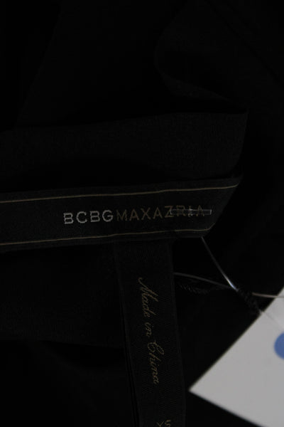 BCBGMAXAZRIA Womens Blouson Dress Black Long Sleeve Round Neck Button Size XS