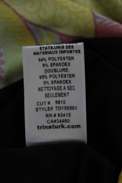 Trina Turk Womens Wrap Dress Black Floral V-Neck Long Sleeve Size 0