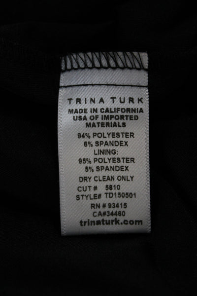 Trina Turk Womens Wrap Dress Black Floral V-Neck Long Sleeve Size 0
