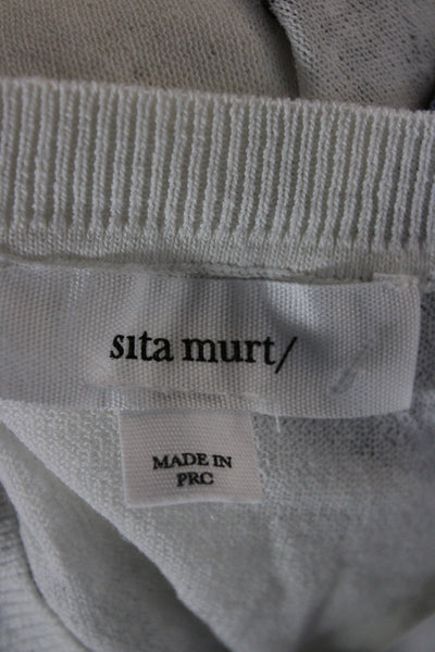 Sita Murt Women Striped Alpaca Blend Short Sleeve T Shirt White Size L
