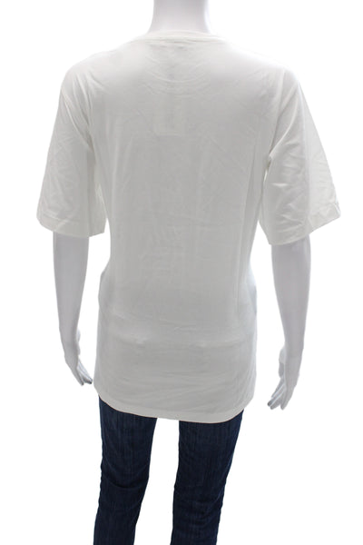 Bite Women Basic White Cotton Crew Neck Short Sleeve T-Shirt Size XL