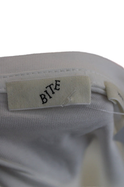 Bite Women Basic White Cotton Crew Neck Short Sleeve T-Shirt Size XL