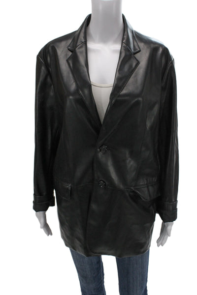 Frankie Shop Women Basic Jacket Black Button Long Sleeve Polyurethane Size XS