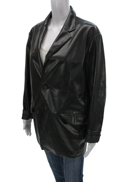Frankie Shop Women Basic Jacket Black Button Long Sleeve Polyurethane Size XS