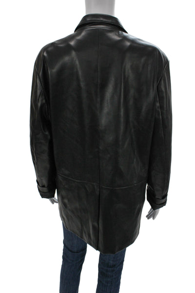 Frankie Shop Women Basic Jacket Black Button Long Sleeve Polyurethane Size XS