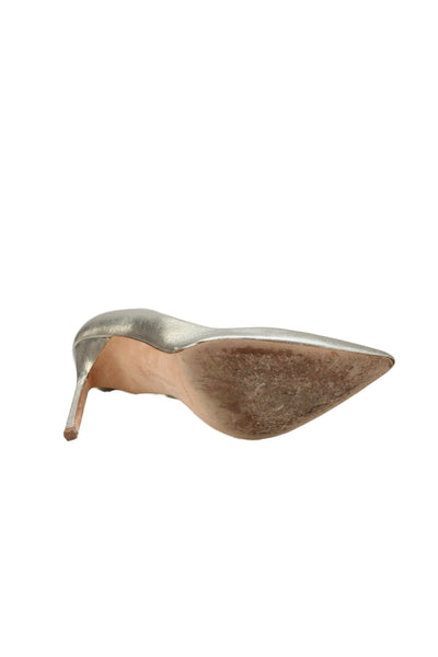 Manolo Blahnik Womens Leather Pointed Toe Pumps Gold Metallic Size 37 7