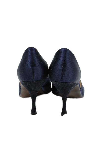 Ombeline Womens Satin Pointed Toe D'Orsay Pumps Navy Blue Size 37 7