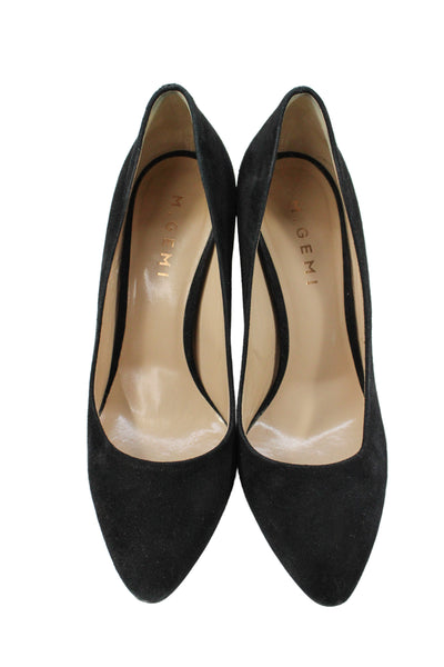 M Gemi Womens Suede Slide On Block Heels Pumps Black Size 37 7