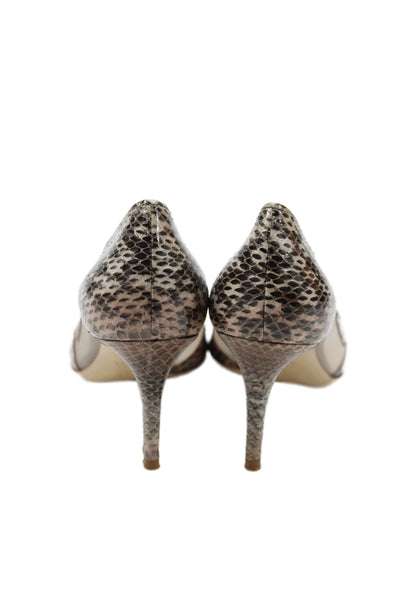 M Gemi Womens Snakeskin Print Pointed Toe Pumps Beige Black Size 37 7