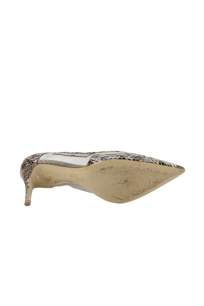 M Gemi Womens Snakeskin Print Pointed Toe Pumps Beige Black Size 37 7