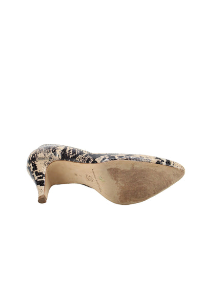 Loeffler Randall Womens Leather Snakeskin Print Pumps Beige Black Size 37 7