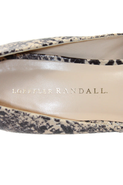 Loeffler Randall Womens Leather Snakeskin Print Pumps Beige Black Size 37 7