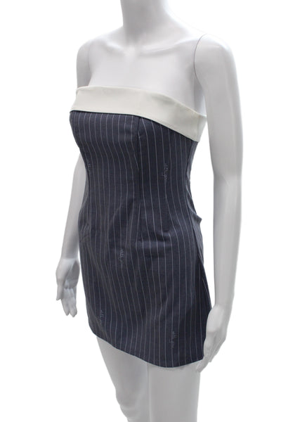 With Jean Womens Bodycon Blue Off the Shoulder Sleeveless Short Dress Size S
