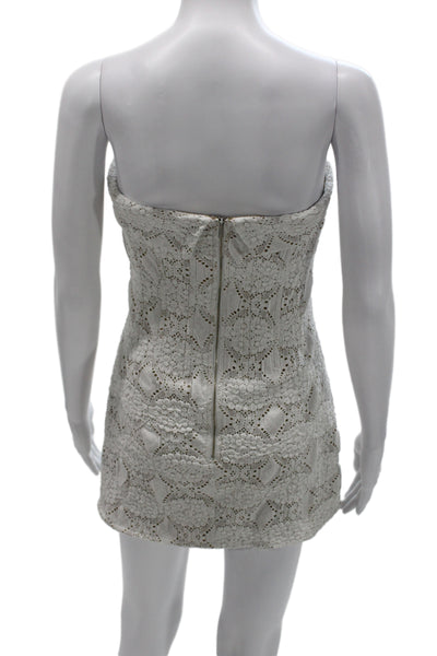 With Jean Womens Bodycon Ivory Crochet Strapless Short Dress Zip Size M