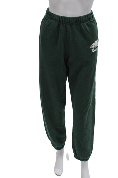Roots Unisex Adults Sweatpants Green Drawstring Organic Cotton Size XS