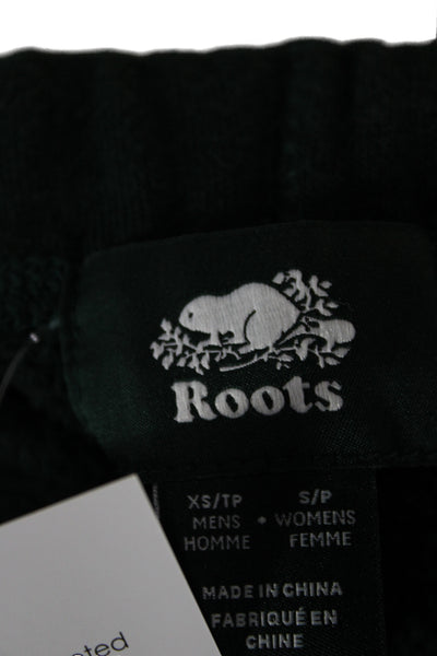 Roots Unisex Adults Sweatpants Green Drawstring Organic Cotton Size XS