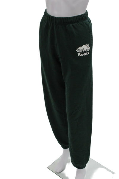 Roots Unisex Adults Sweatpants Green Organic Cotton Solid Size XS
