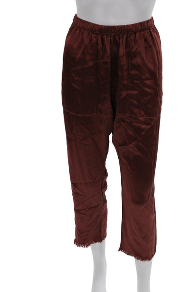 Pharaoh Women Cropped Rayon Pants Brown Pull On Size 2
