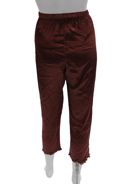 Pharaoh Women Cropped Rayon Pants Brown Pull On Size 2