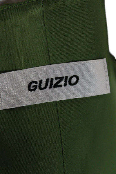 Guizio Women Corset Top Sleeveless Zip Green Polyester Blend Solid Sexy Size M