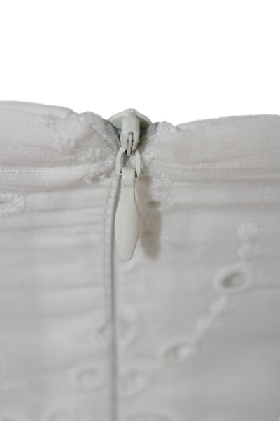 Zara Women White Cotton Eyelet Square Neck Camisole Sleeveless Zip Size S