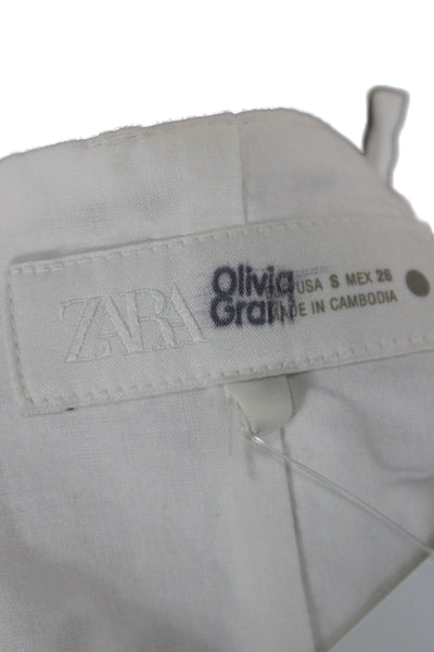 Zara Women White Cotton Eyelet Square Neck Camisole Sleeveless Zip Size S